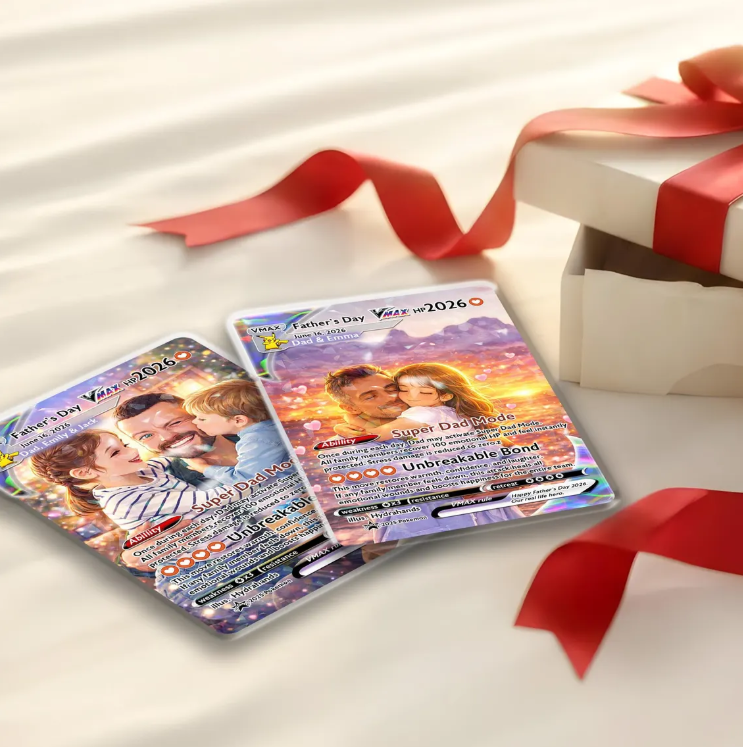 Personalized Super Dad Trading Card, Anime Style Custom Keepsake, Gamer Dad Gift