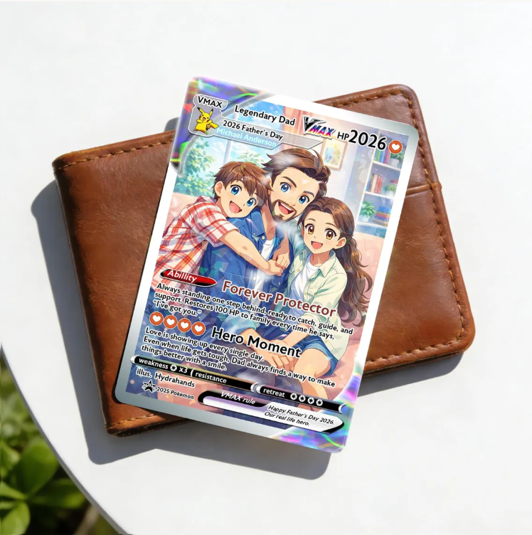 Custom Gamer Dad Trading Card, Anime Style Personalized Keepsake, Father's Day Gift