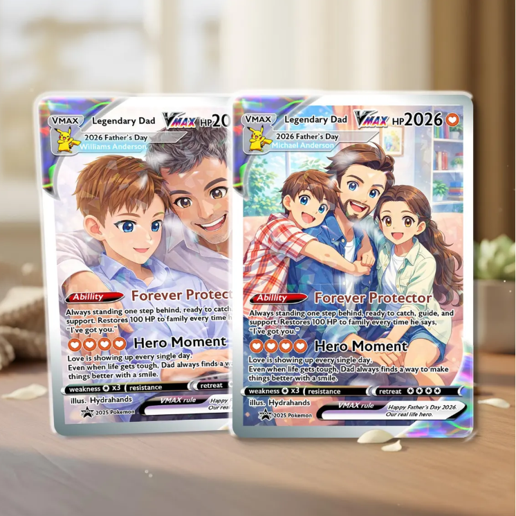 Custom Gamer Dad Trading Card, Anime Style Personalized Keepsake, Father's Day Gift