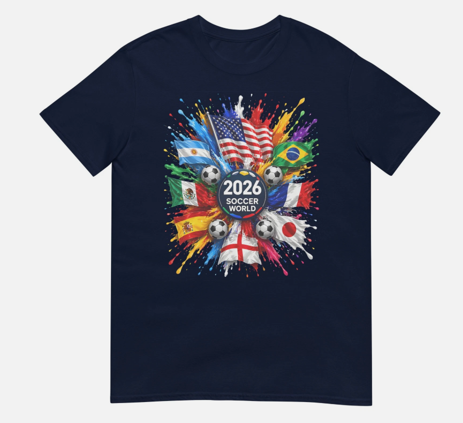 2026 Soccer World USA Flag Burst Fan Tee T-Shirt