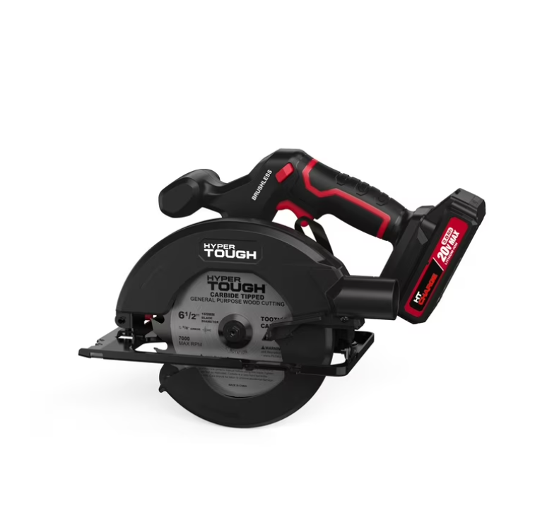Hyper Tough 20V 6.5in. Brushless Circular saw, with 2.0Ah Battery Pack and Standard Charger, 41007.2