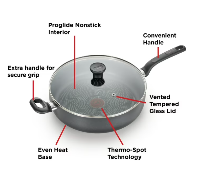 T-fal Easy Care Nonstick Cookware, Jumbo Cooker, 5 Quart, Grey