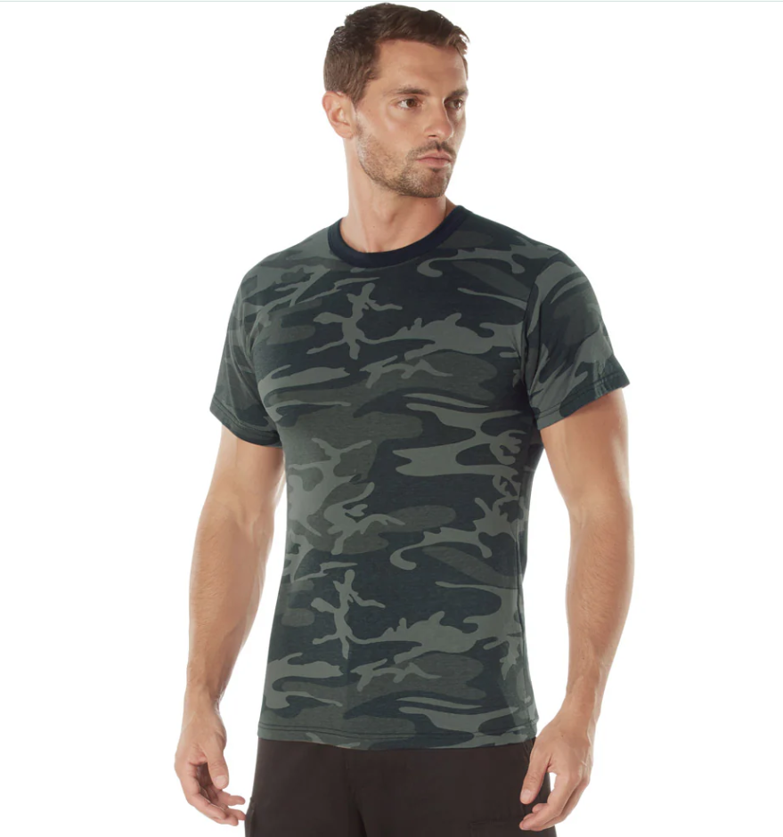 Black Camouflage Crew Neck T-Shirt
