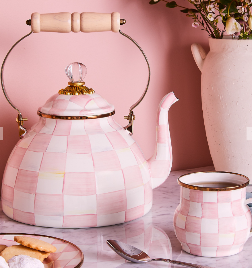 MacKenzie-Childs Rosy Check Tea Kettle