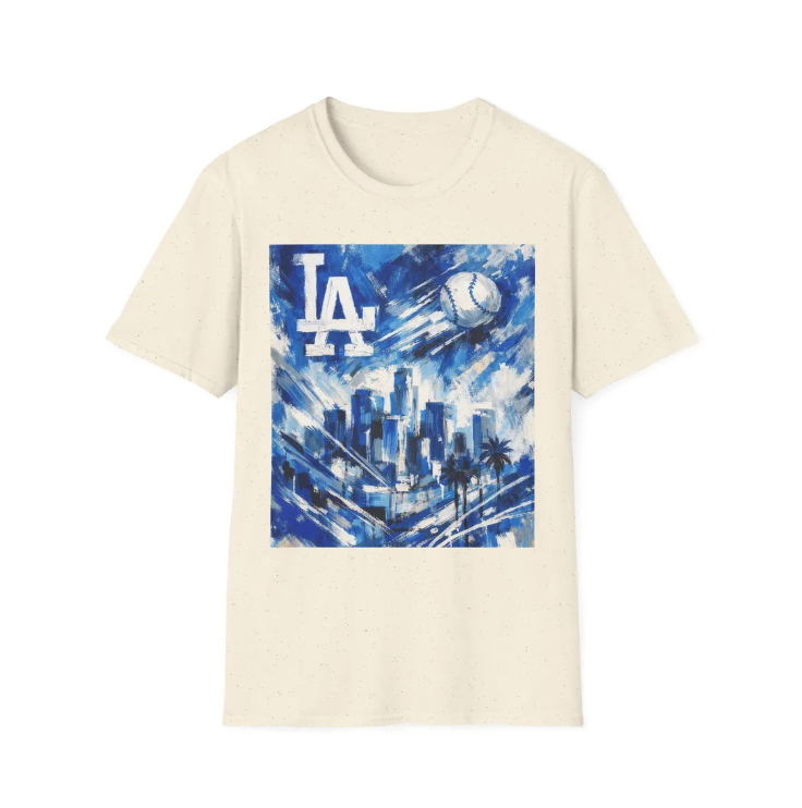 LA Dodgers Skyline Blue Art T-Shirt Dodgers Baseball Cityscape Tee