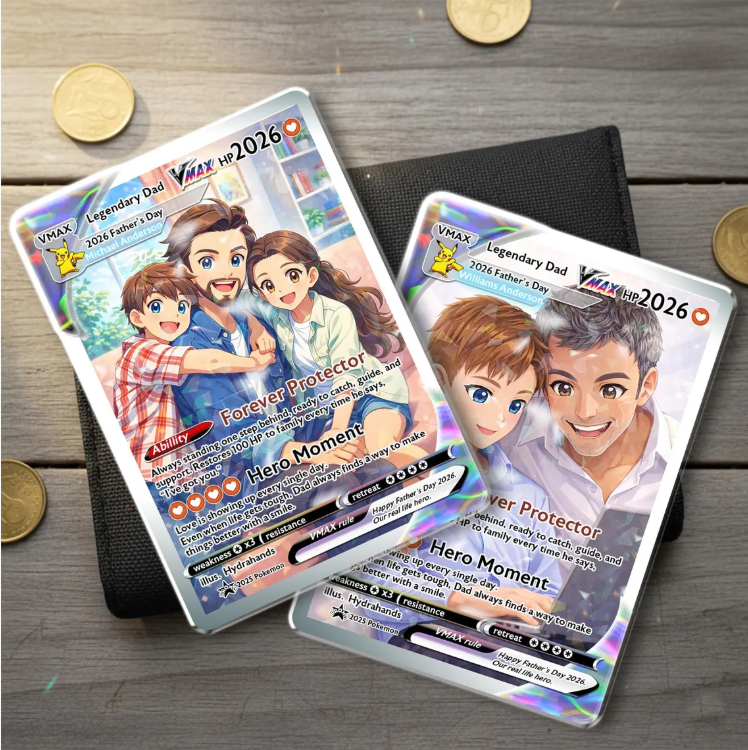 Custom Gamer Dad Trading Card, Anime Style Personalized Keepsake, Father's Day Gift
