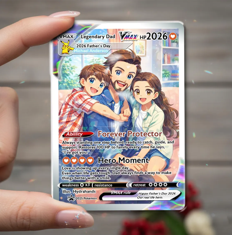 Custom Gamer Dad Trading Card, Anime Style Personalized Keepsake, Father's Day Gift