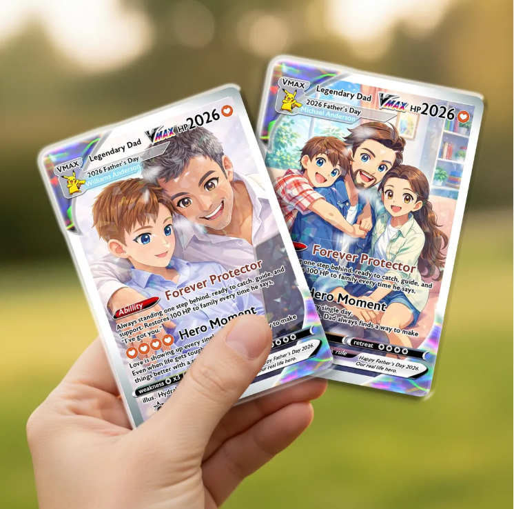 Custom Gamer Dad Trading Card, Anime Style Personalized Keepsake, Father's Day Gift