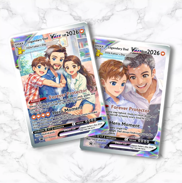 Custom Gamer Dad Trading Card, Anime Style Personalized Keepsake, Father's Day Gift