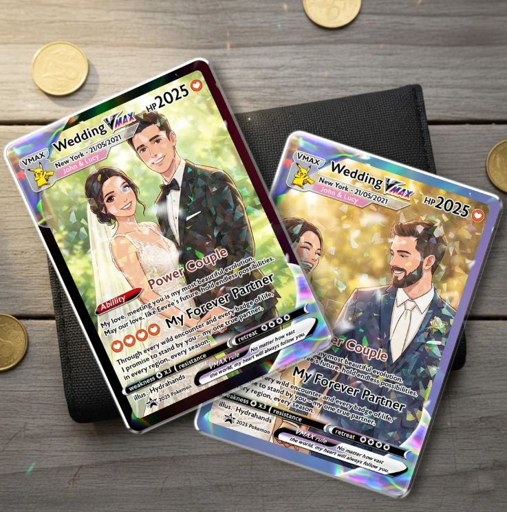 Custom Wedding Trading Card, Personalized Couple Keepsake