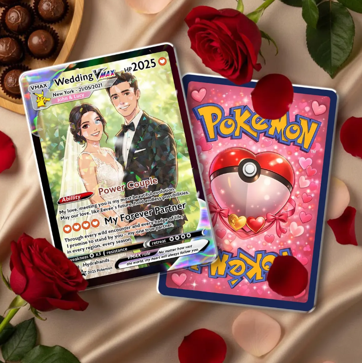 Custom Wedding Trading Card, Personalized Couple Keepsake