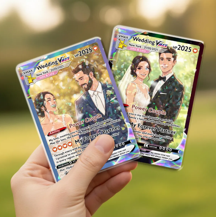 Custom Wedding Trading Card, Personalized Couple Keepsake