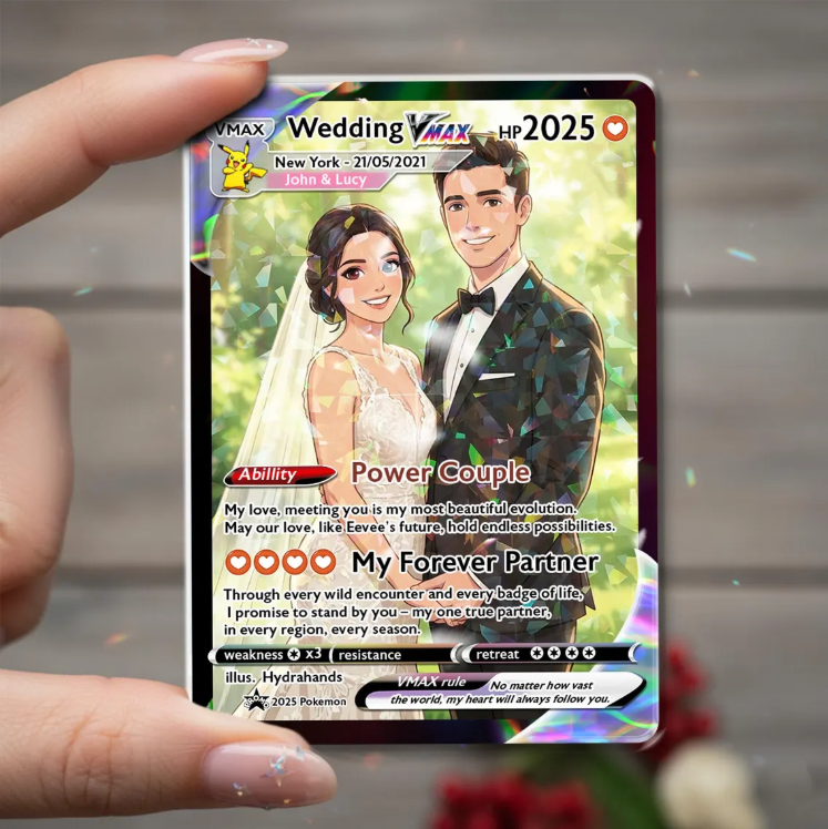 Custom Wedding Trading Card, Personalized Couple Keepsake
