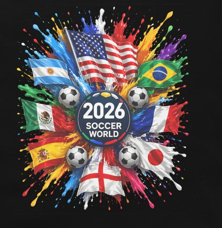 2026 Soccer World USA Flag Burst Fan Tee T-Shirt