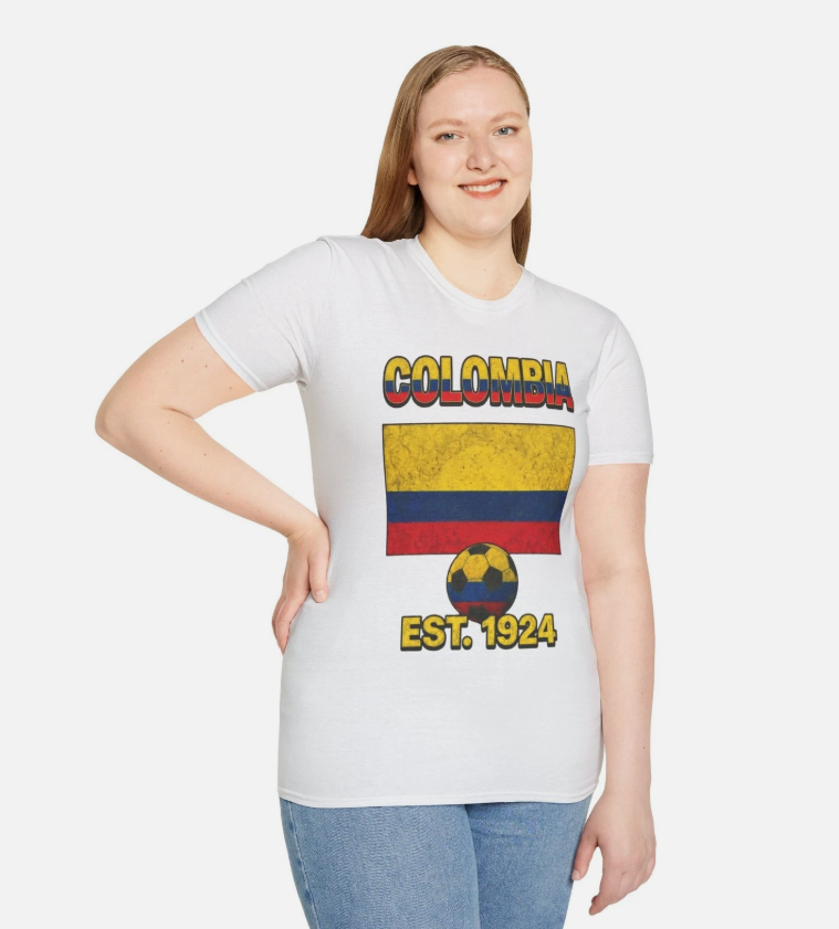 Colombia Flag Futbol Soccer T-Shirt | Nations Heritage Collection | Vintage