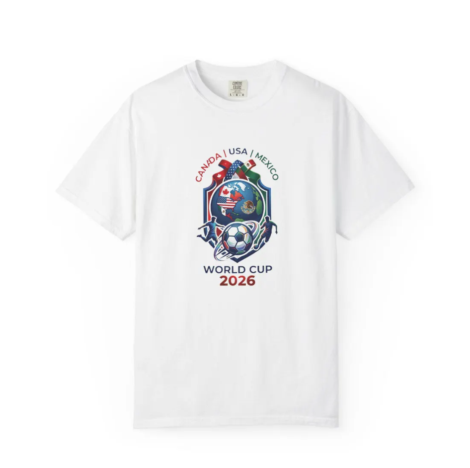 Canada USA Mexico World Cup 2026 Soccer T-Shirt | Tricolor Badge Design