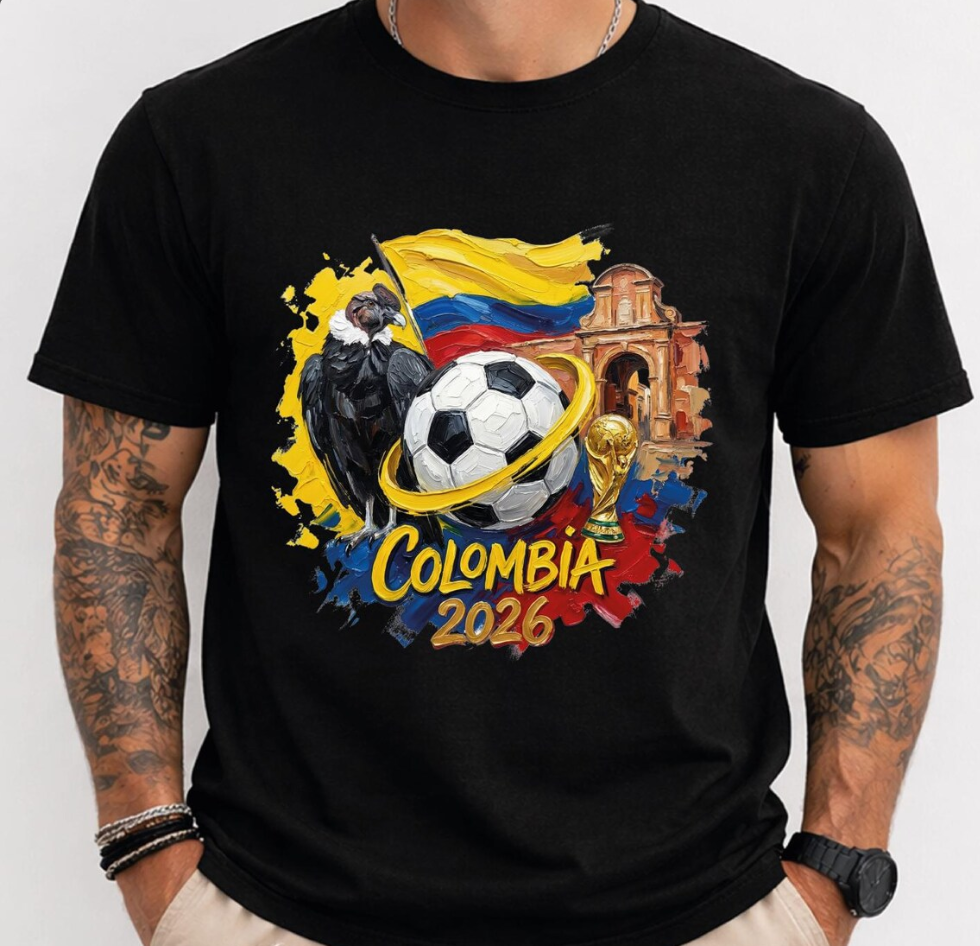 Colombia 2026 World Cup Shirt Soccer T Shirt Colombian Flag Football Tee Futbol Jersey Gift For Men Women Unisex Graphic Tee Fan Shirt