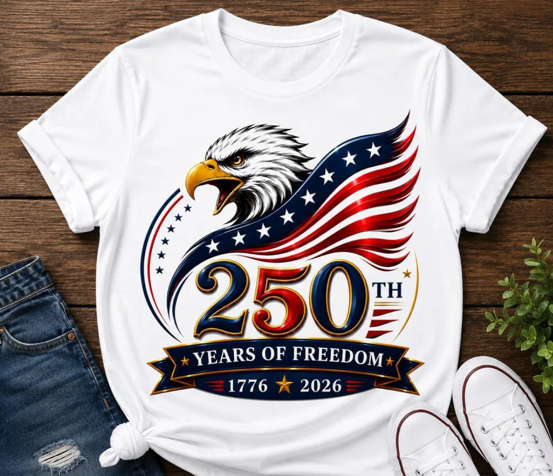 250 Years of Freedom PNG, USA 250 Shirt, America 250 Patriotic Design Digital Download, 250th Anniversary Shirt