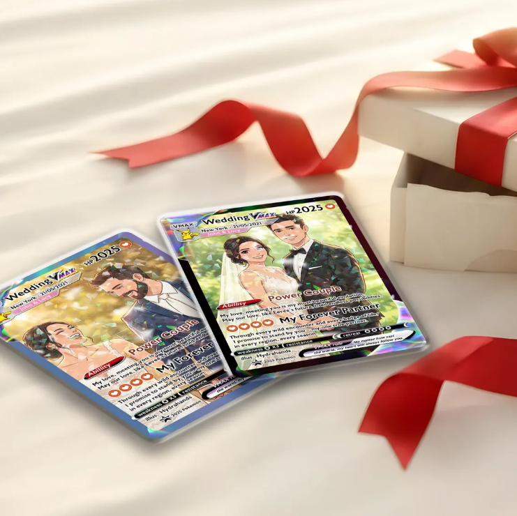 Custom Wedding Trading Card, Personalized Couple Keepsake