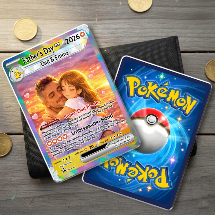 Custom Father's Day Trading Card, Personalized Anime Style, Gamer Dad Gift