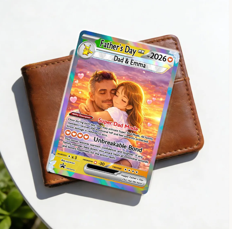 Custom Father's Day Trading Card, Personalized Anime Style, Gamer Dad Gift