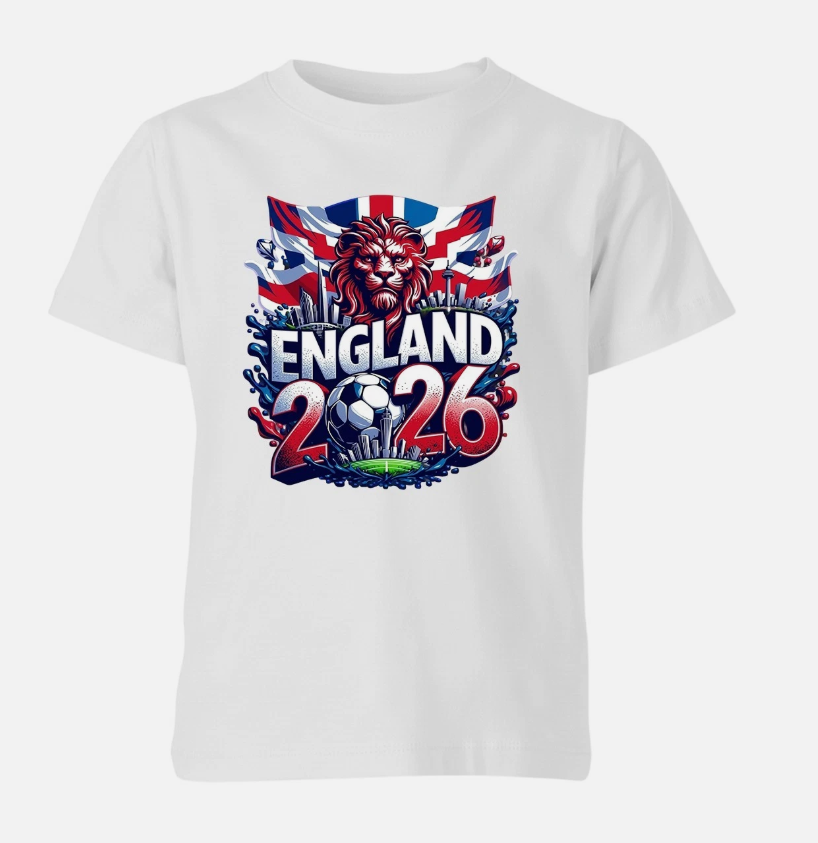 England Football World Cup 2026 Unisex Kids T-Shirt Soccer Game Tee Boys Girls