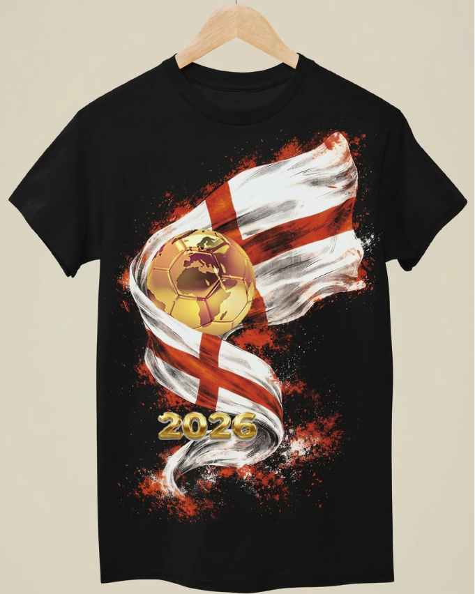 WC 2026 INSPIRED Cool Unisex Black T-Shirt - England