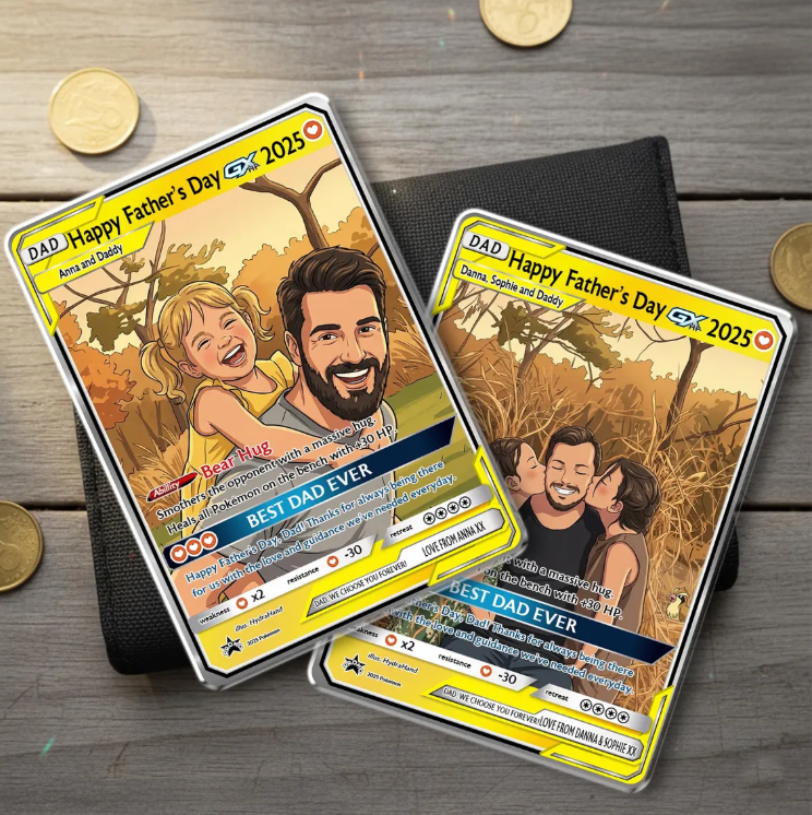 Personalized Father's Day Trading Card, Custom Printed Keepsake