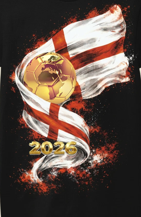 WC 2026 INSPIRED Cool Unisex Black T-Shirt - England