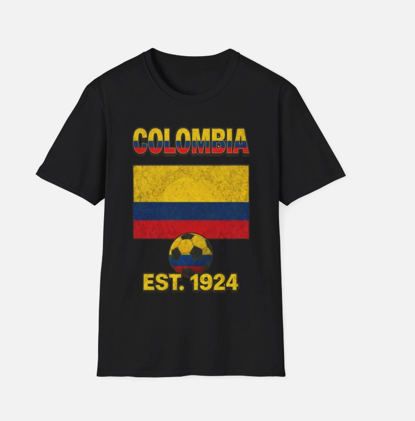 Colombia Flag Futbol Soccer T-Shirt | Nations Heritage Collection | Vintage