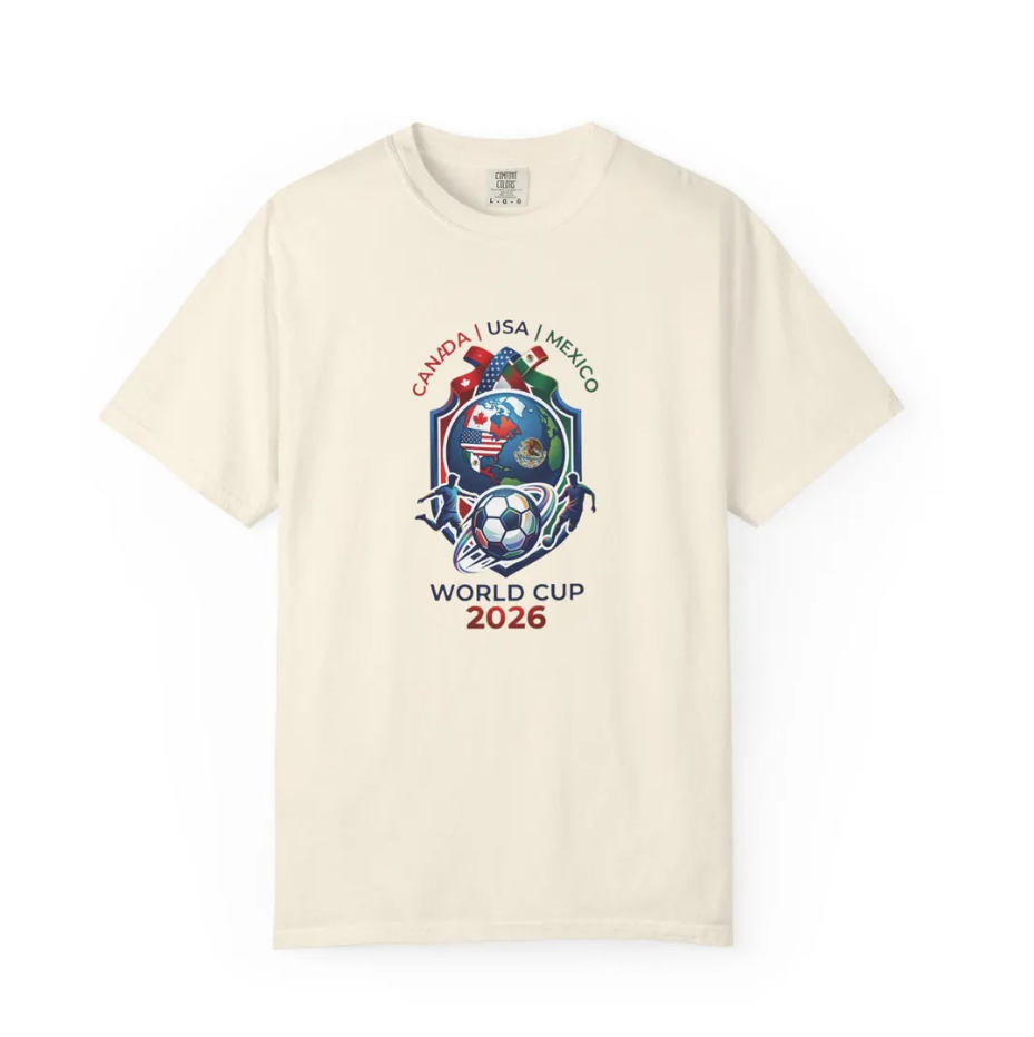Canada USA Mexico World Cup 2026 Soccer T-Shirt | Tricolor Badge Design