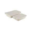 Thyme & Table 4-Piece Stoneware Casserole Dish Bakeware Set, Includes Lids, 9"x13" , 7"x10" Bakers With Lids , White Ribbed