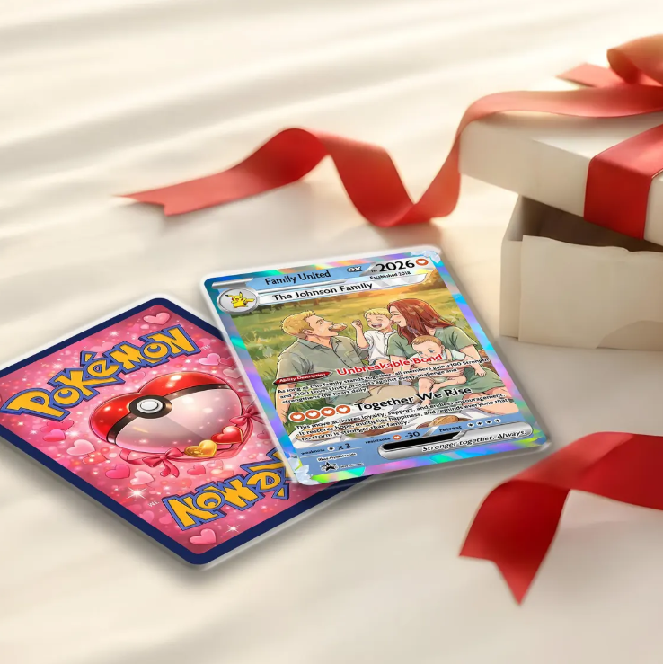 Custom Anime Family Trading Card, Personalized Keepsake, Printed Collectible Gift