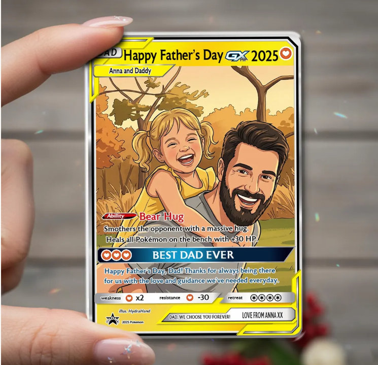 Personalized Father's Day Trading Card, Custom Printed Keepsake