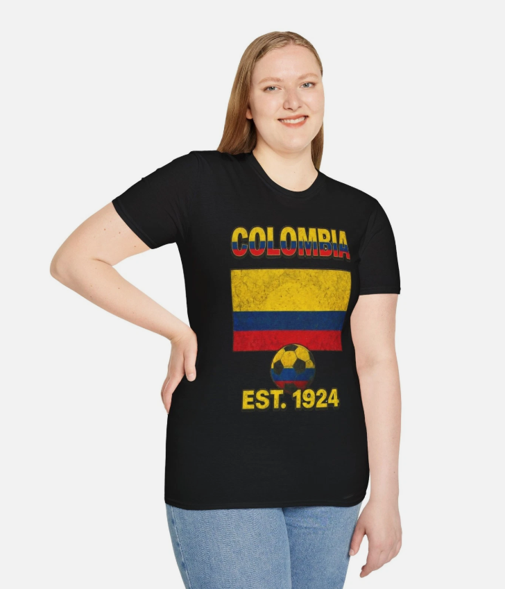 Colombia Flag Futbol Soccer T-Shirt | Nations Heritage Collection | Vintage