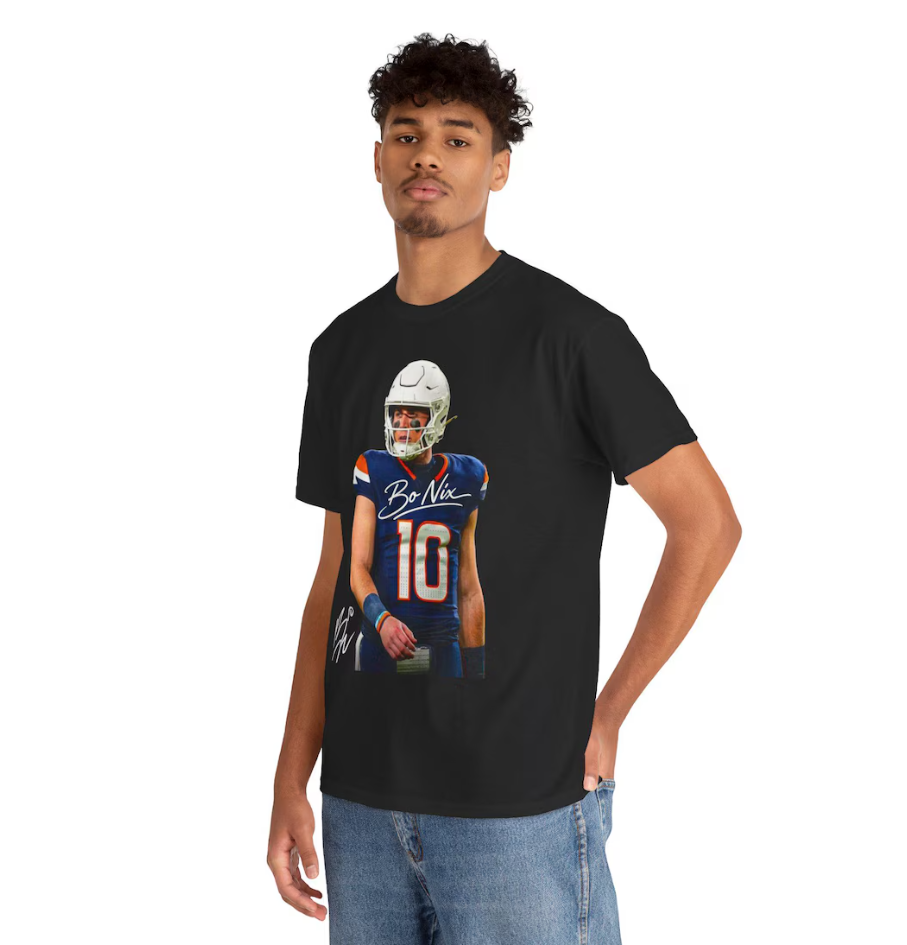 Bo Nix Denver T Shirt Autograph Edition Football Fan Shirt