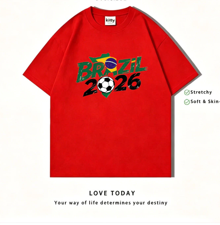 Street style in World Cup 2026, breathable T-shirt.