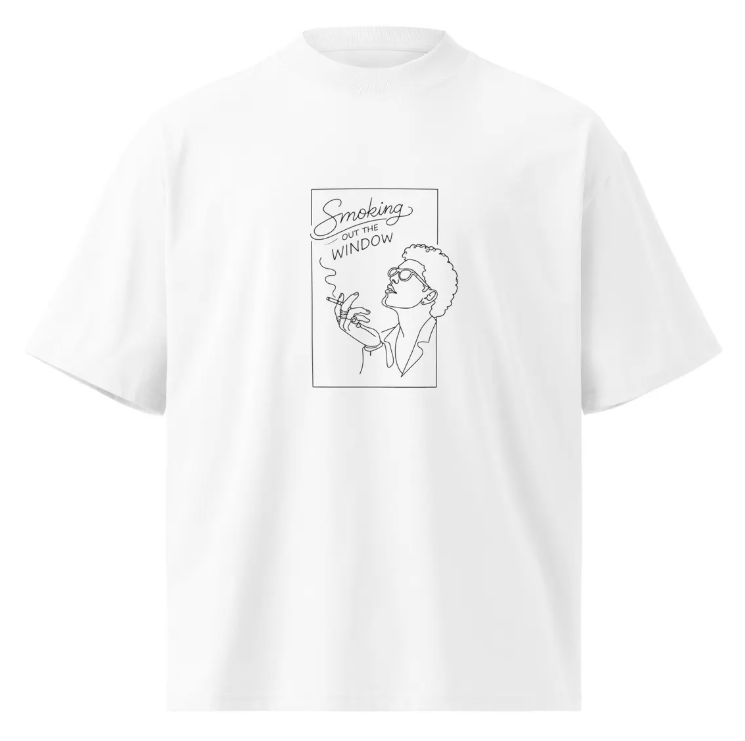 Smoking Out the Window Graphic T-Shirt – Oversized Organic Cotton Streetwear Tee – Minimal Line Art Shirt – Unisex Limited Edition