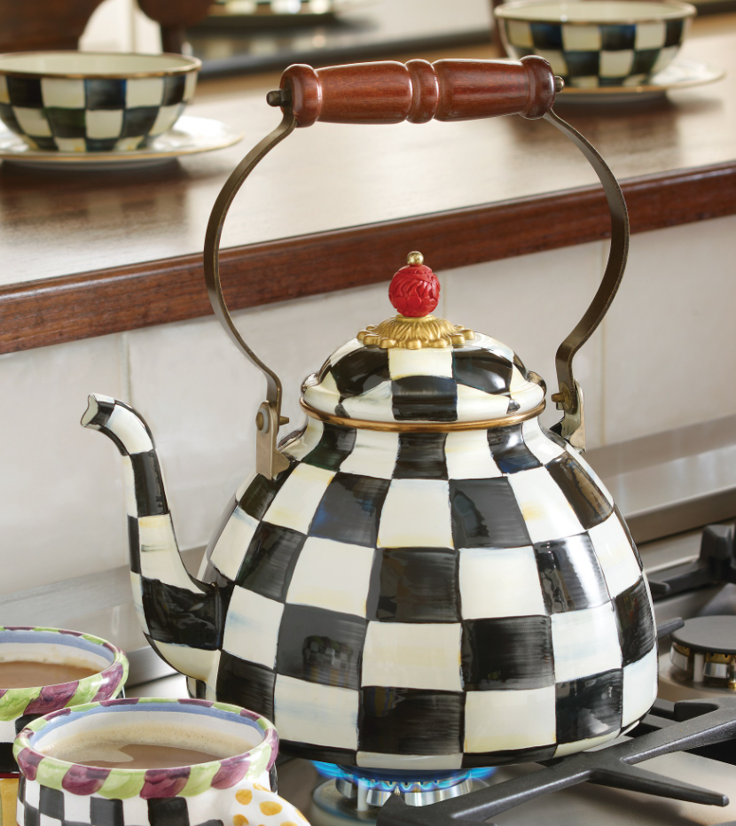 MacKenzie-Childs Courtly Check Tea Kettle - 2-Qt.