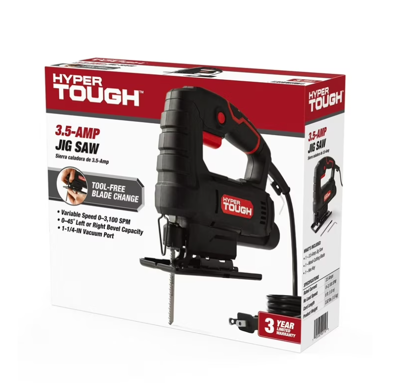 Hyper Tough 3.5-Amp Corded Jig Saw, Eelectric, 120 Volt, 44002