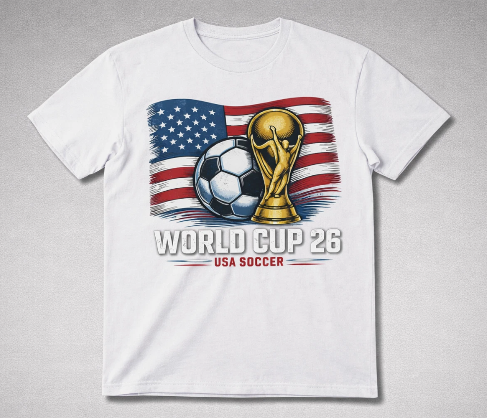 Unisex Graphic Print Tee Football FIFA World Cup 2026 Soccer T-Shirt Flag Trophy