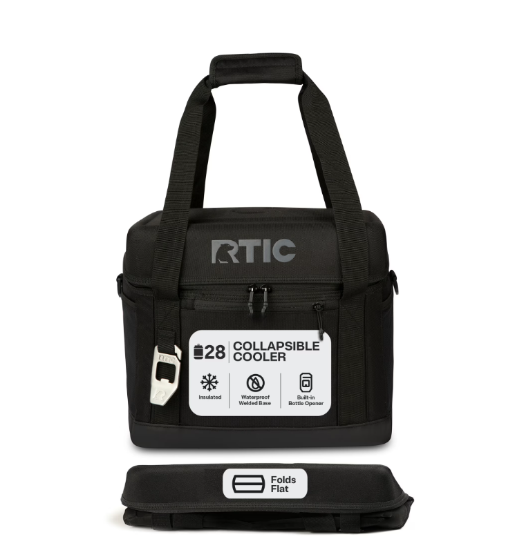 RTIC 28-Can, 27 Qt, Collapsible Soft Cooler with Bottle Opener, Black