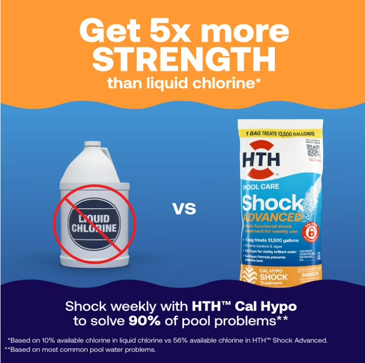 HTH Pool Care Shock Advanced — Granules, 6 Pack (6 lb total) — Pool Shock Treatment for Weekly Pool Sanitizing