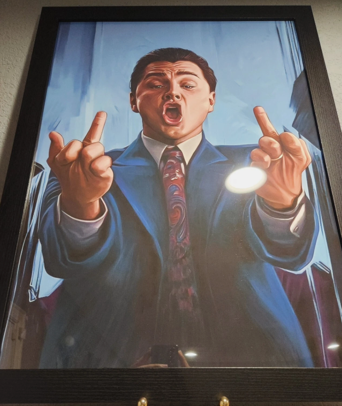Wolf of wall street middle finger art canvas poster home decor