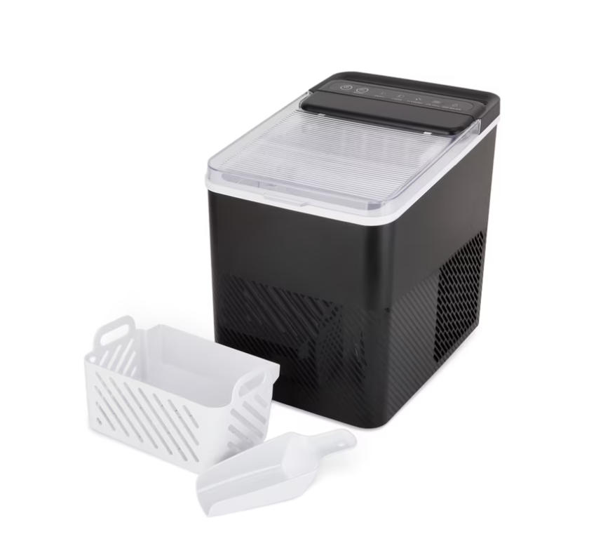 Mainstays Portable Countertop Ice Maker, 26 lbs Per Day, Compact Ice Machine with Quick Ice Cycles, No Plumbing Required, Black