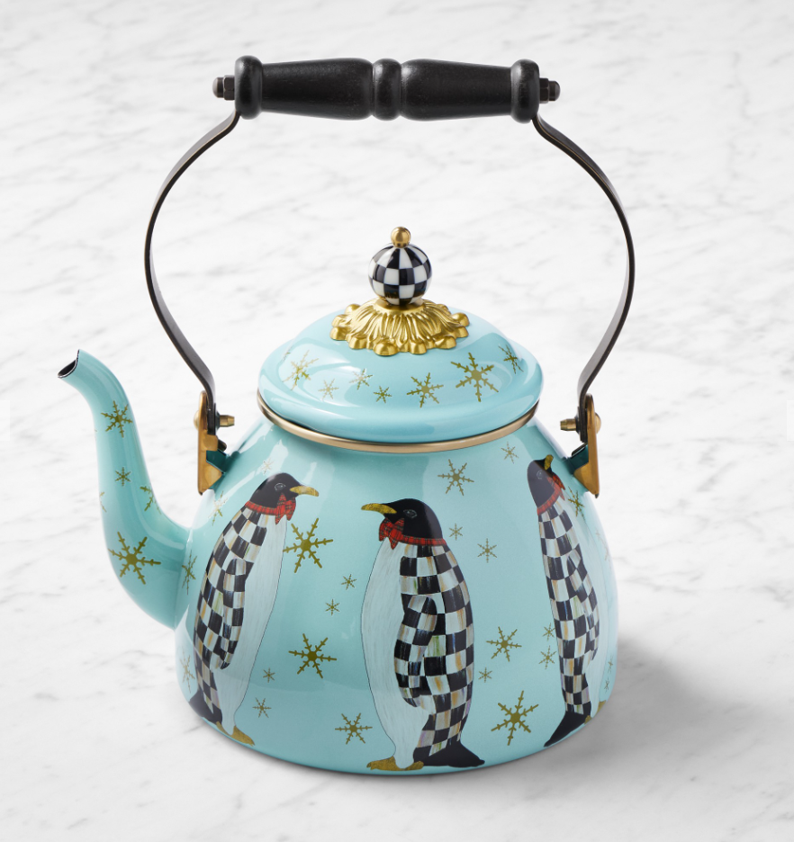 MacKenzie-Childs Penguin Parade Tea Kettle, 2-Qt.