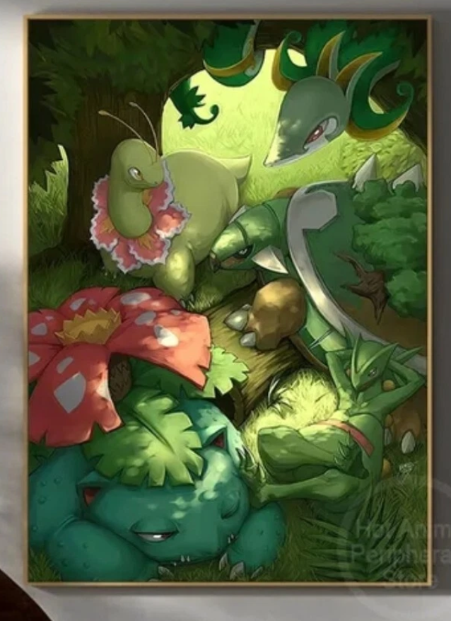 Grass Type PokeArt Canvas Poster Anime wall Art home decor