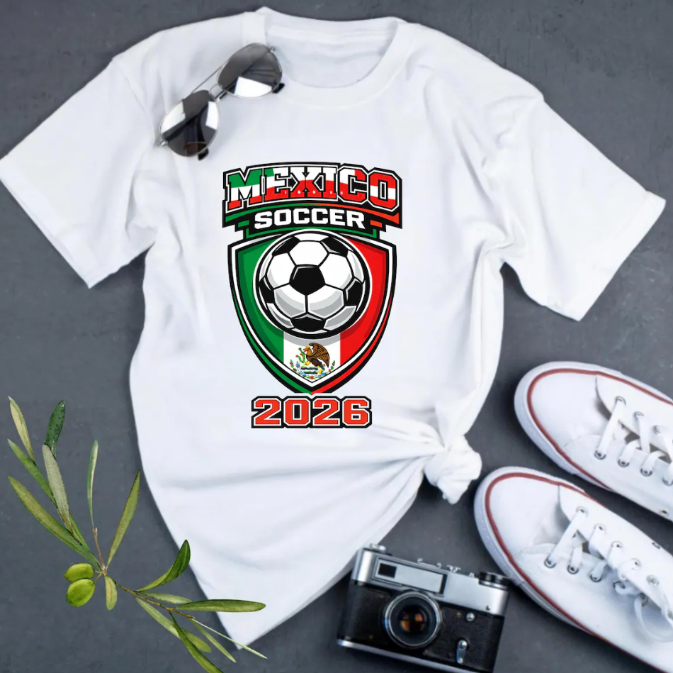 Personalized Soccer Shirt, World Cup 2026 Soccer Shirt, Mexico Soccer 2026, World Cup Flag Soccer Ball T-shirt, World Cup Fan Tee