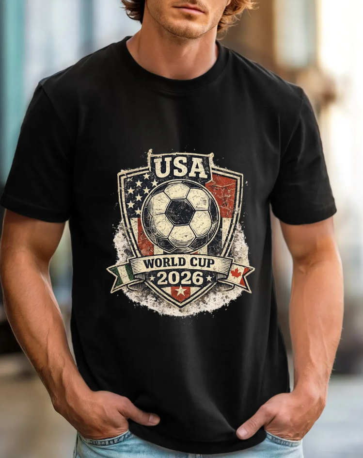 USA World Cup 2026 Soccer Crest T-Shirt | Vintage American Football Badge