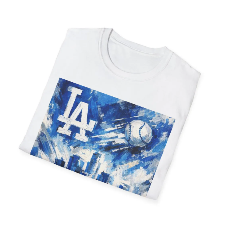 LA Dodgers Skyline Blue Art T-Shirt Dodgers Baseball Cityscape Tee